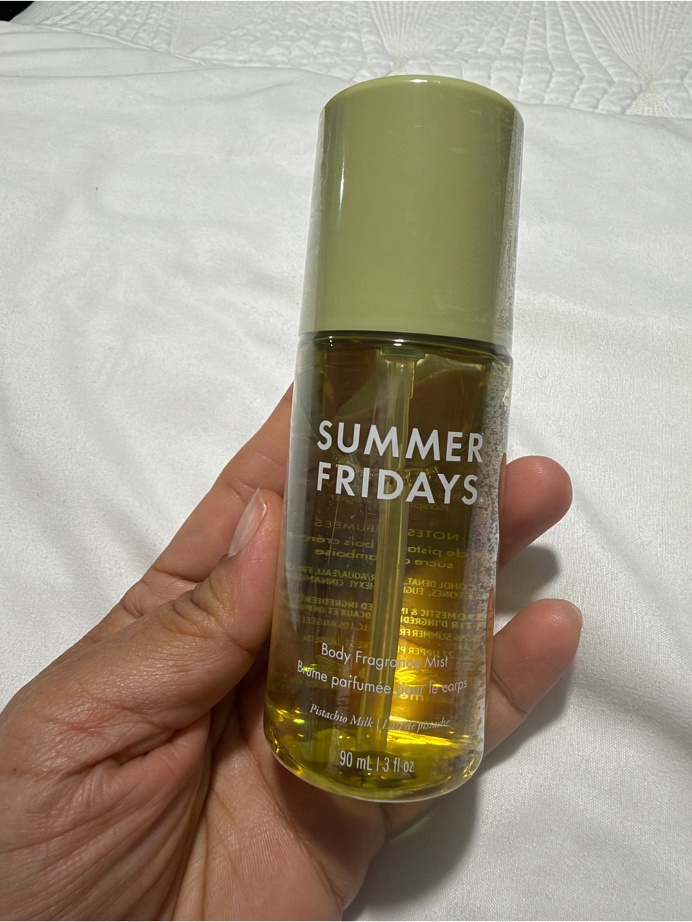 Summer Fridays Pistachio Milk Body Mist - Light Green & Yellow